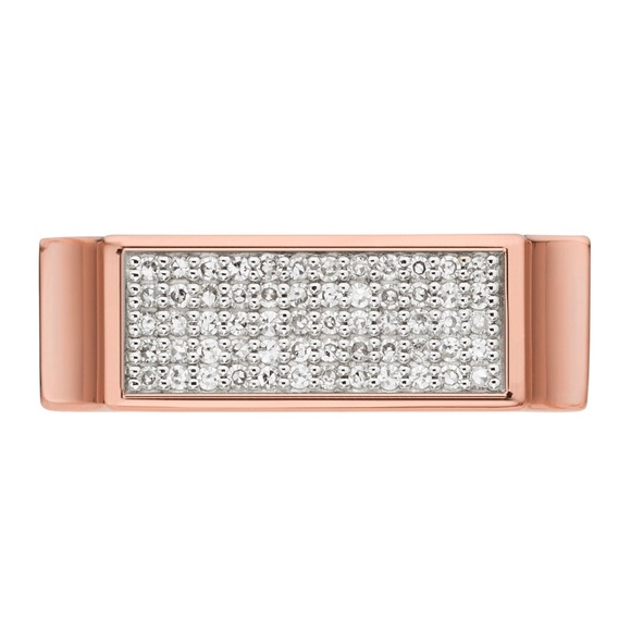 Monica Vinader RP Signature Wide Diamond 18ct Rose Gold Plated Vermeil Ring 4.25 - Picture 2 of 10
